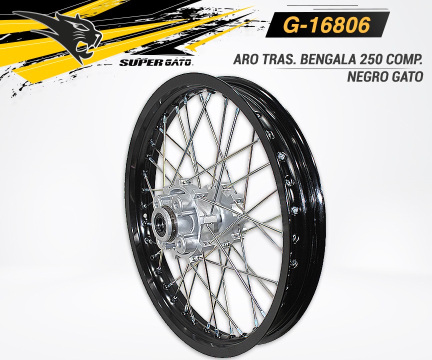 Aro Trasero Bengala 250 Completo Negro Gato G-16806